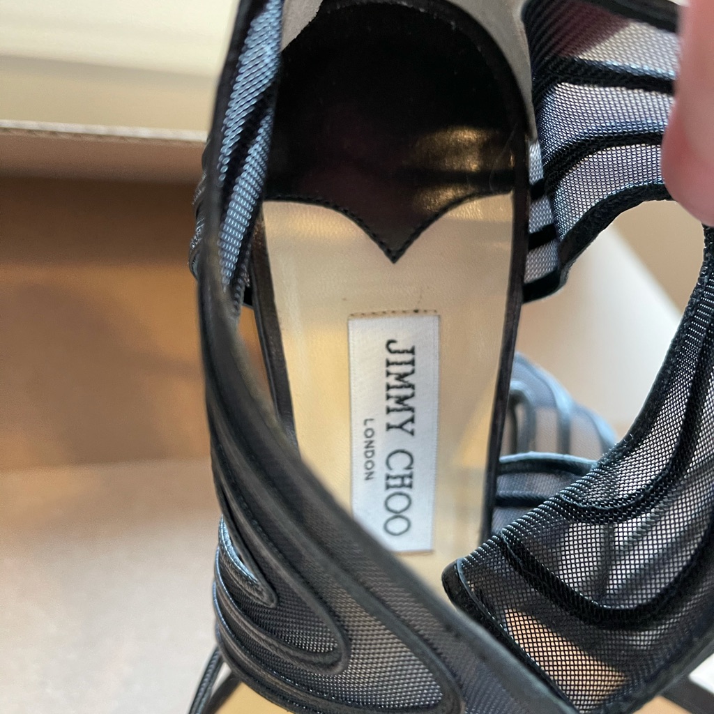 Jimmy Choo Peep Toe Black Leather